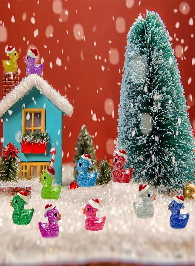 AWEELON 100PCS Christmas Glitter Mini Resin Ducks, Luminous Miniature Figures Tiny Ducks Micro Landscape Garden Aquarium Dollhouse for Xmas Birthday Ornaments - Image 5